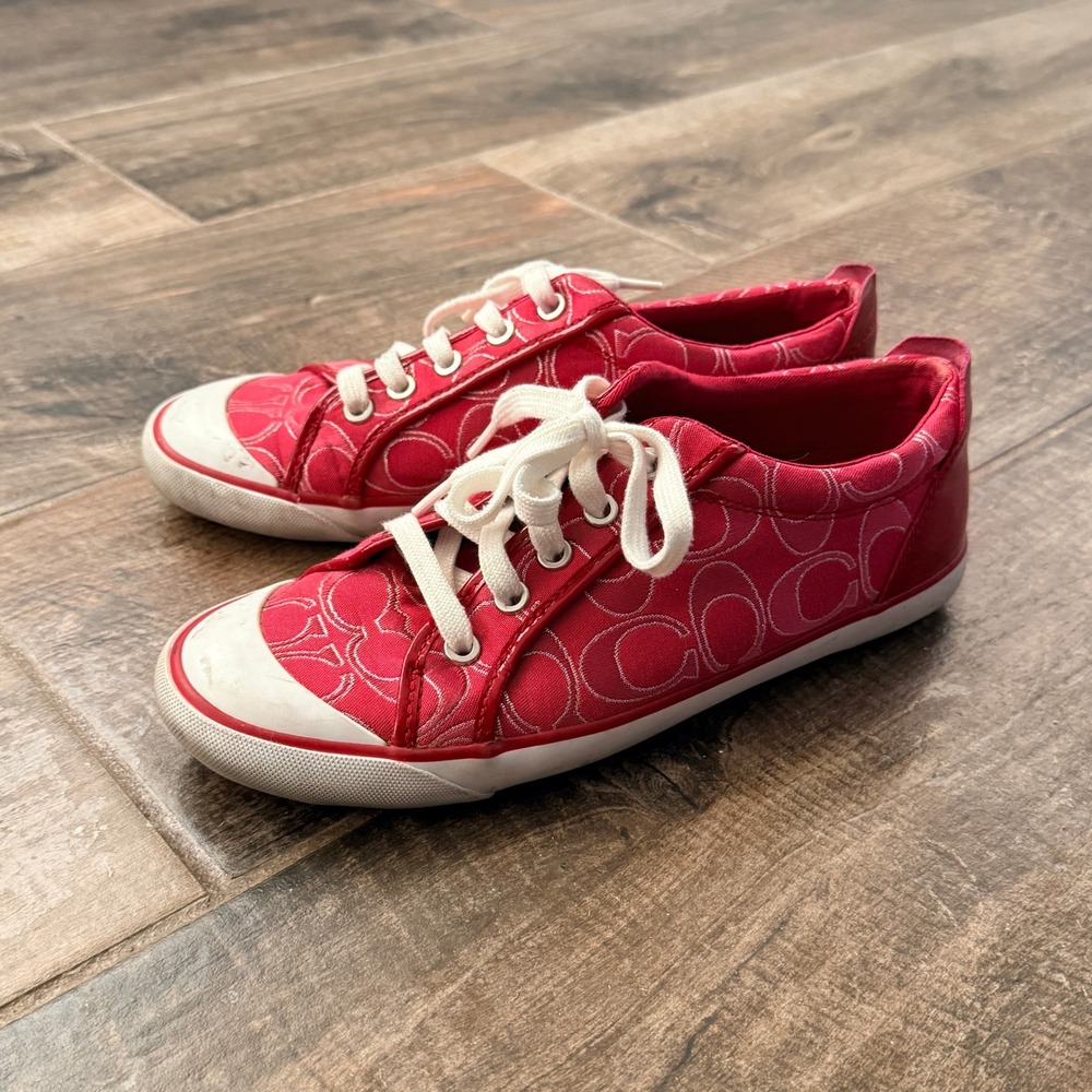 Coach Women's Y2K Barrett Signature Jacquard Low Top Sneakers, Red, 8.5B - Picture 9 of 9